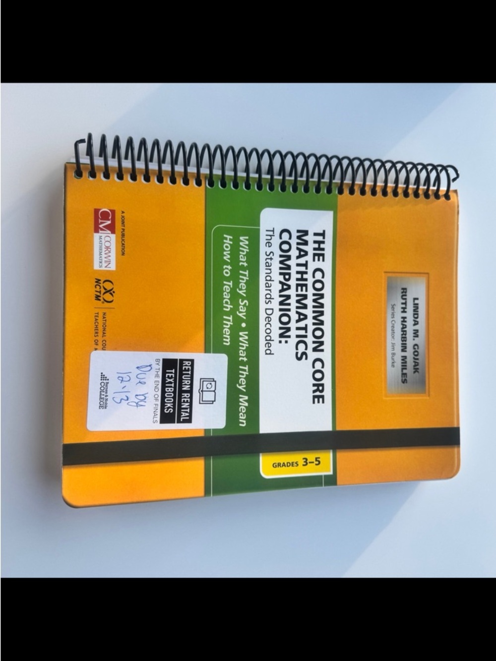 The Common Core Mathematics Companion Grades 3-5 - Yellow/Green Spiral Workbook